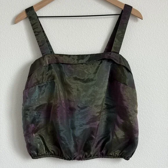 VTG 90s Grunge Iridescent Sheer Overlay Cami Top Goblincore Fairycore Whimsigoth - Picture 3 of 9